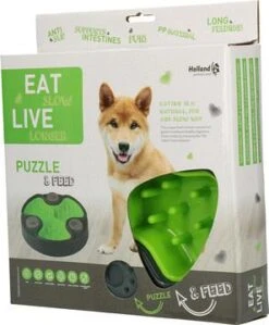 Eat Slow Live Longer Voerbak Puzzle And Feed Green 6 Eat Slow Live Longer Voerbak Puzzle And Feed Green -Dieren Serie Winkel EATS011H 1